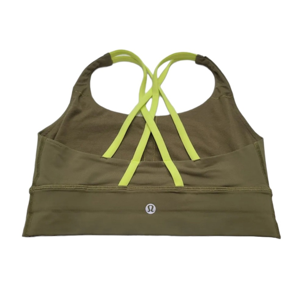 Lululemon Energy Bra Long Line Medium Support B-D Cups Bronze Green Size 6